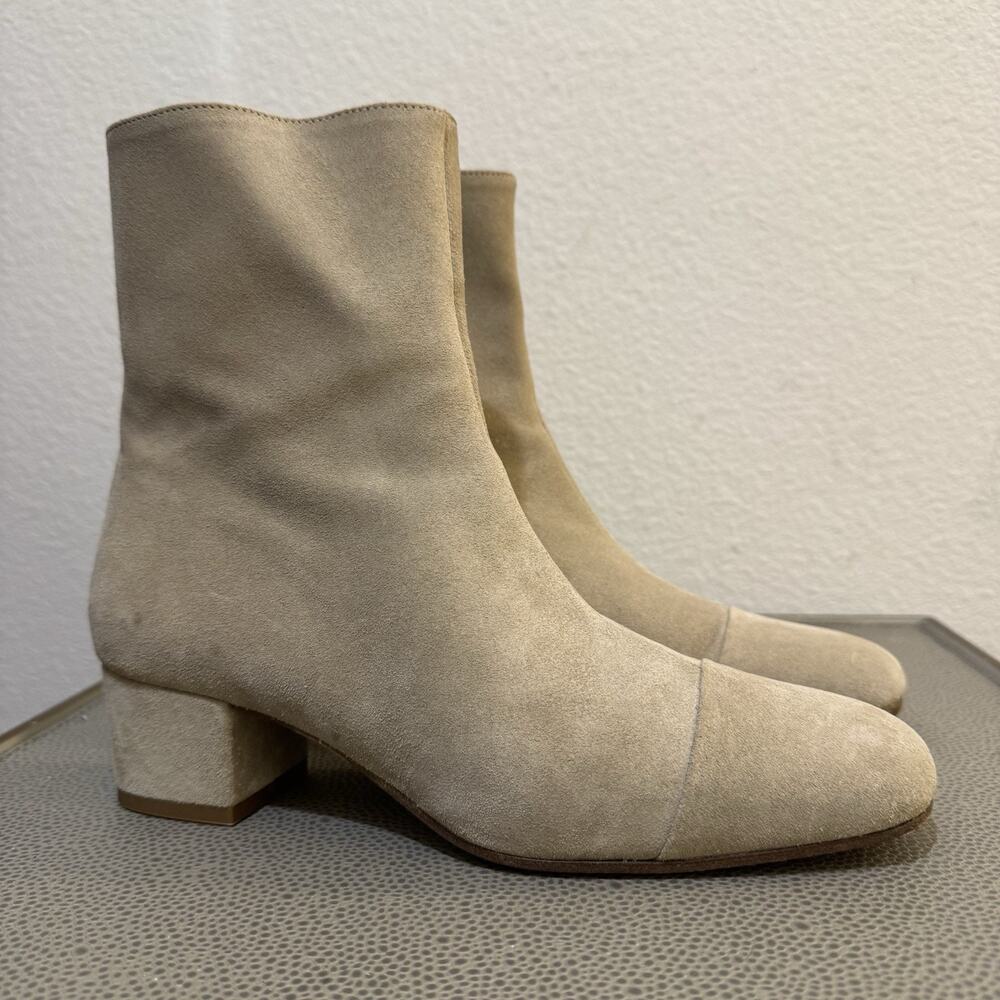 STAUD Aimee Short Boots Suede Women's Size 38.5 EU $395 Beige